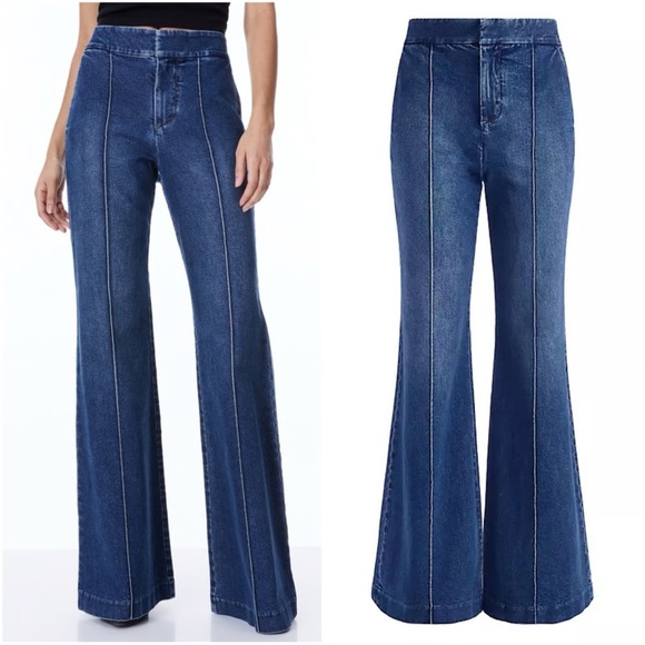 Alice + Olivia Dylan wide leg flare denim jeans 26 - Picture 2 of 16